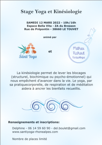 Atelier de kinésiologie et yoga par kinésiologue au Touvet